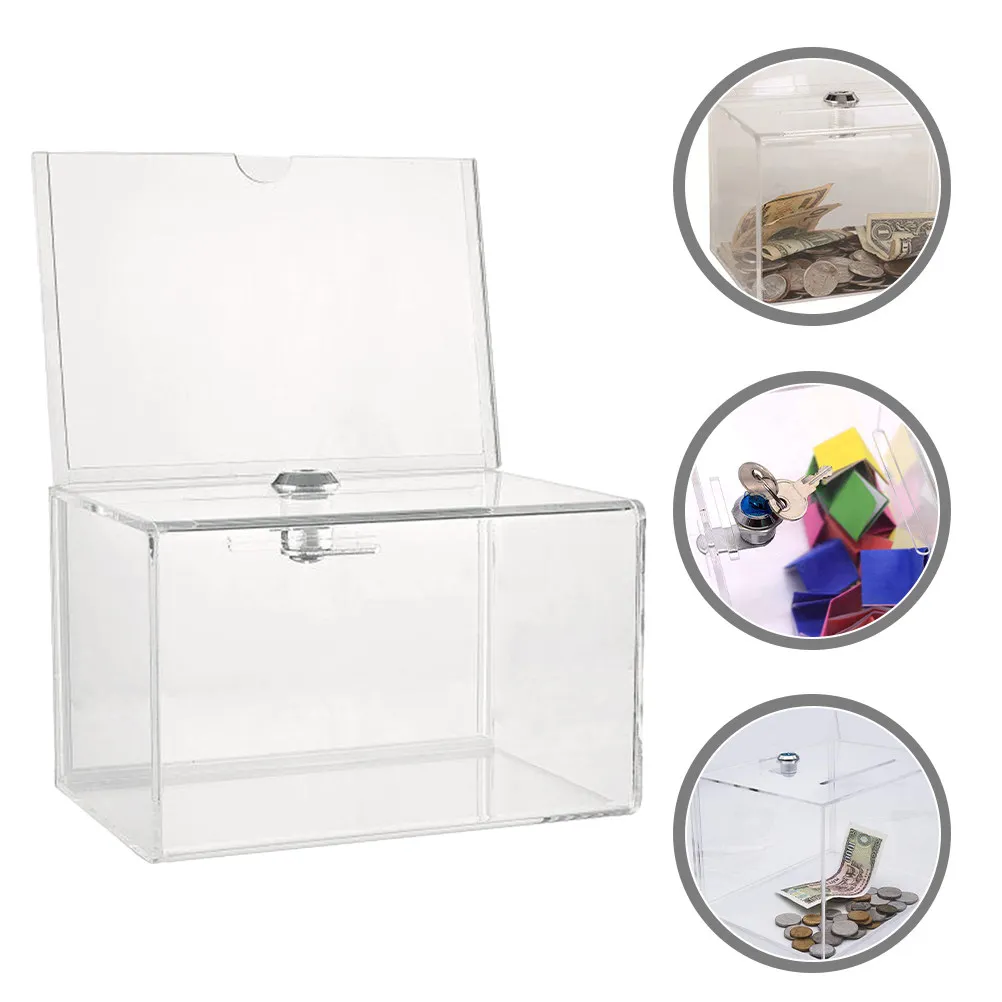 Clear Premium Acrylic Ballot Box Lock Transparent Suggestion Donation and Complaint Letter Collection Box for Voting
