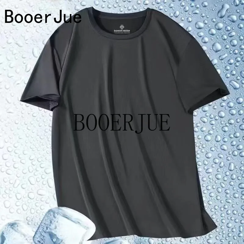 Outdoor 5XL Sommer Eisseide Herren T-Shirt Kurzarm Rundhals Atmungsaktiv Dünn Sport Lauf Schnelltrocknend Weich Elastisch – Detail 12