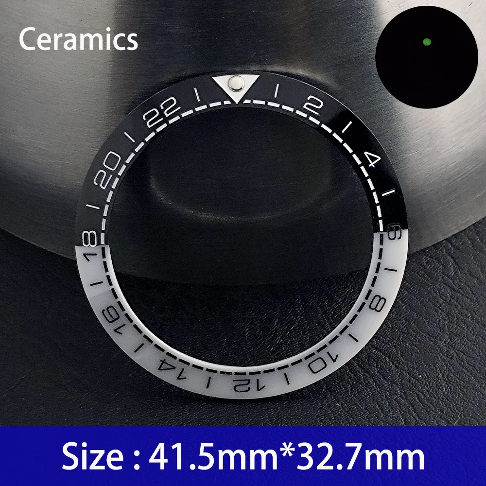 Anillo de reloj inclinado de 41,5mm, anillo de inserción de bisel de cerámica para caja de 43mm, accesorios de reloj, diámetro interior de 32,7mm, insertos de bisel de reloj