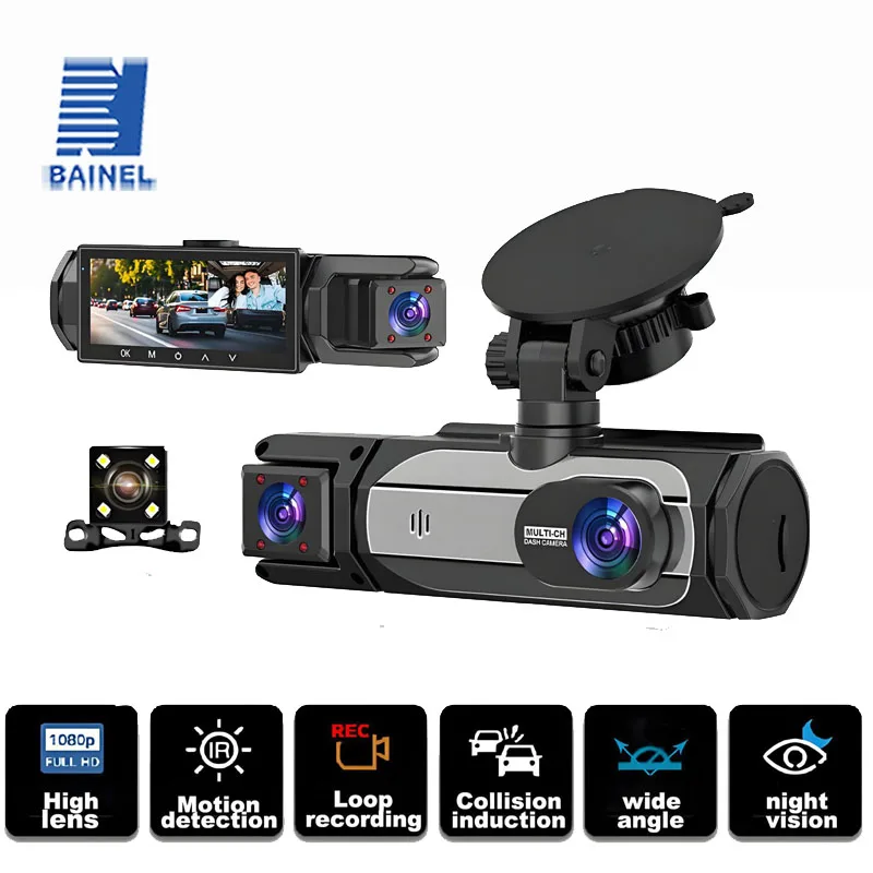 

The new 3.16-inch three-record high-definition driving recorder supports infrared night vision reversing image loop recording