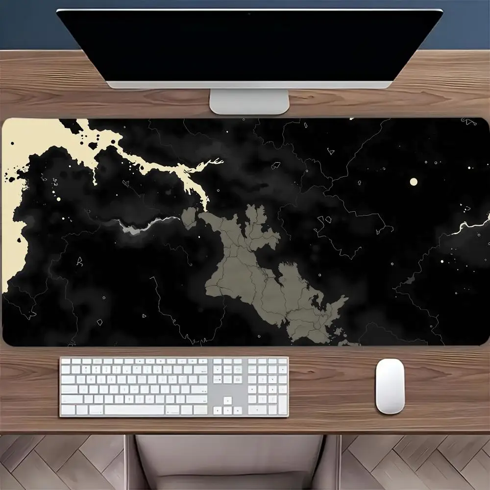 Tappetino per mouse artistico ergonomico, design grigio-nero, base in gomma resistente, accessorio da scrivania per giochi, tappetino da scrivania artistico, tappetino da scrivania durevole