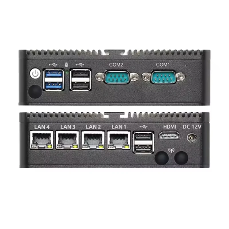 4x2.5G i226V LAN Fanless Mini PC Router morbido HD 2xCOM intel Celeon J6412 N150 N97 N100 N305 Computer Firewall Apparecchio Sever