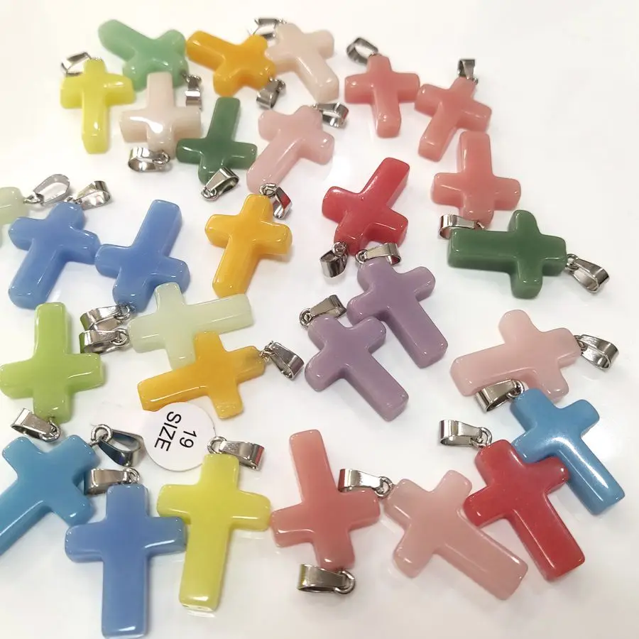 Großhandel 30 Stück Sortierte Heilende Chakra-Kugelstein-Kreuzanhänger Halsketten für Männer und Frauen Trendiger Schmuck – Detail 12