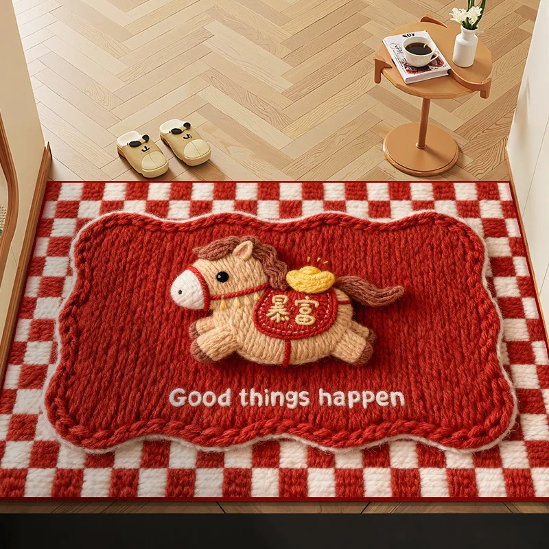 

VIKAMA Cute Pony Diatomite Bath Mat Non Slip Absorbent Floor Mat Quick Dry Bathroom Rug Home Decor