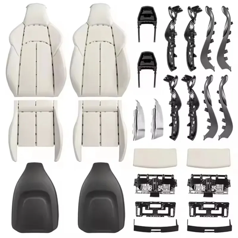 Luxury Two Tone Electric Seats - Black Orange Leather Honeycomb Stitching Ergonomic Support Car Interior Upgrade Comfort Driving