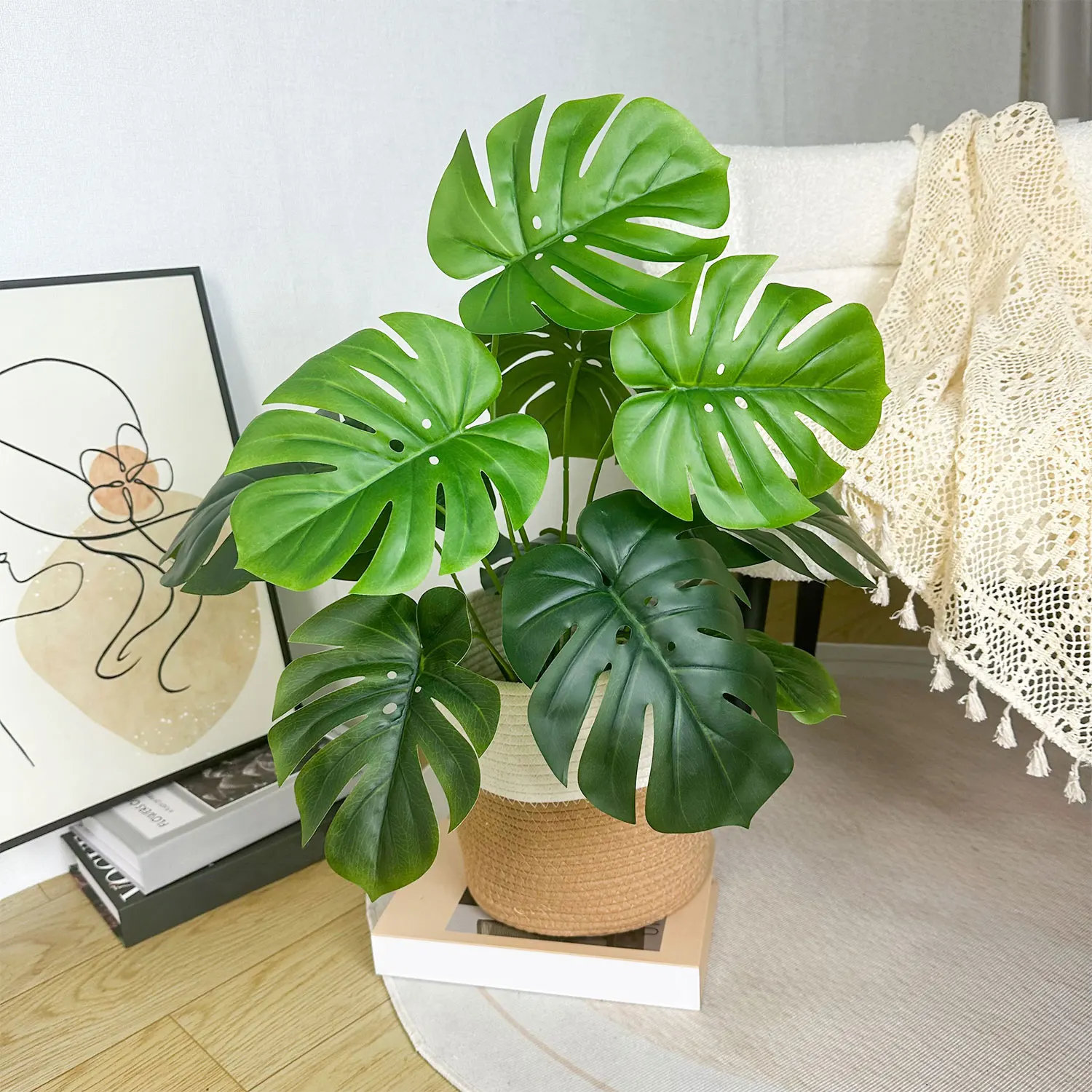 65/100cm Monstera Pflanze Kunststoff blatt kleine gefälschte Pflanze Topf dekorative Indoor künstliche Pflanze für Wohnkultur Büro