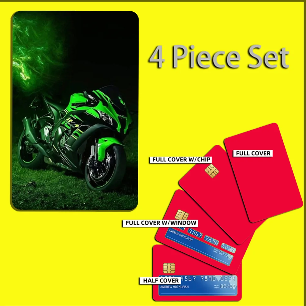 Sport Bike K-Kawasakis Stickers For Debit Bank Credit Cards Metro Bus Pass Sticker Decoration Cover 4PCS Card Skin