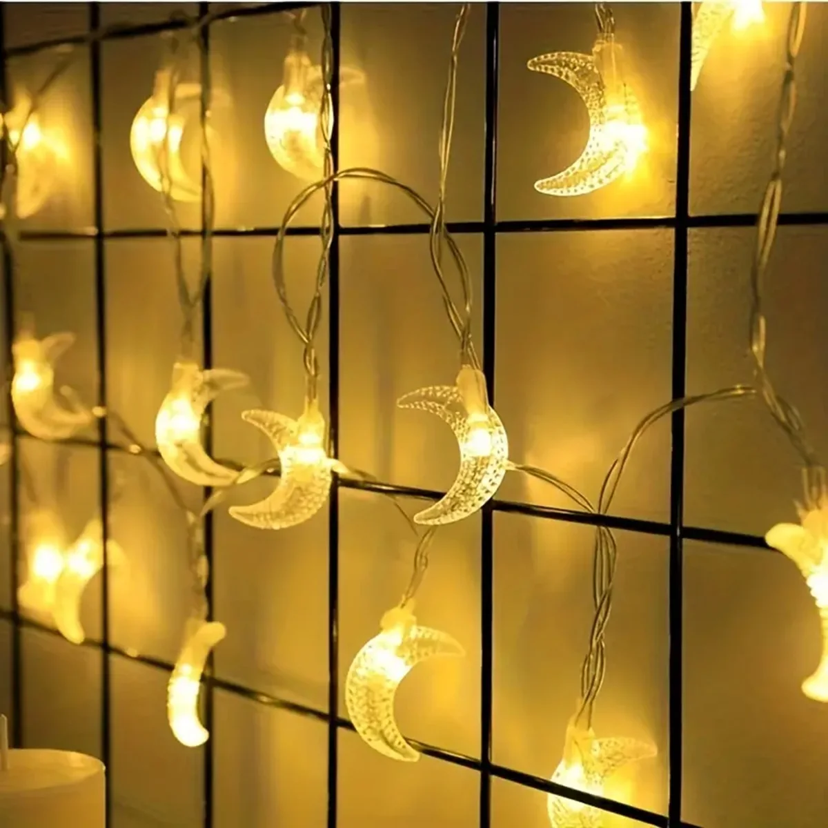 1pack Ramadan Decor Moon String Lights Battery Operated  LED Ramadan Mubarak Lights For Crescent Party Home Garden Living Rooms