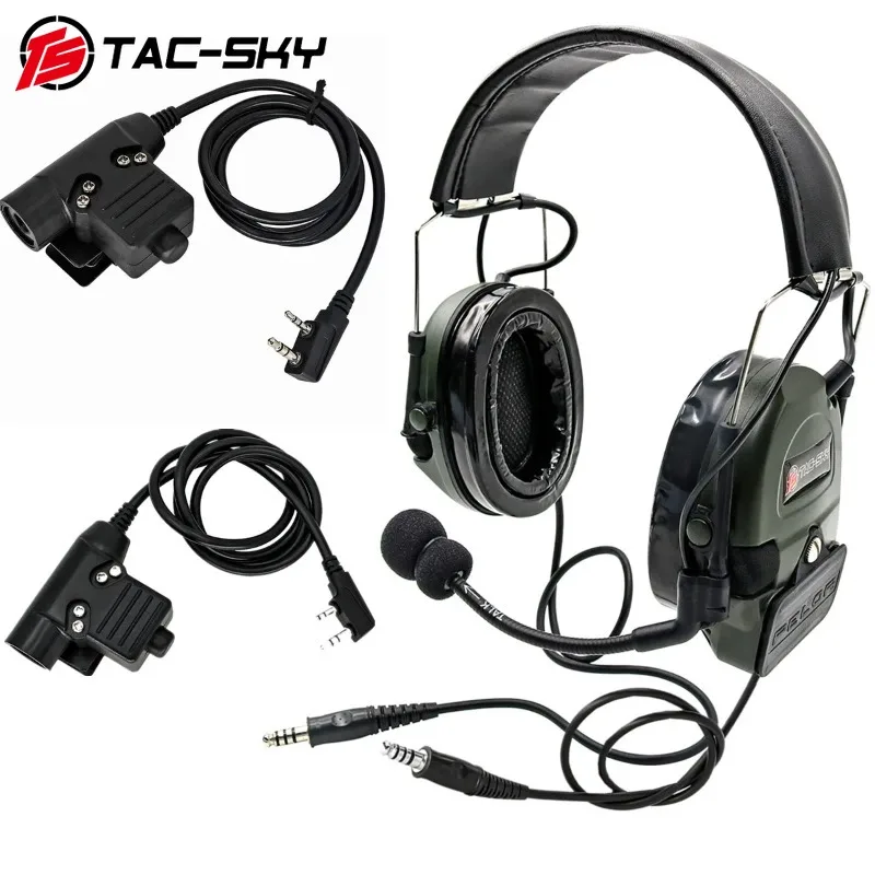 

TS TAC-SKY COMTA I Silicone Earmuffs Version Tactical Dual Communication Headphone Noise Cancelling Band 2 PTT Adapter U94ptt