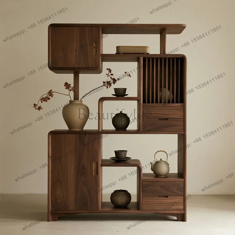 

New Chinese-style solid wood bogu frame tea room display Song's aesthetics high-end tea cup rack display cabinet