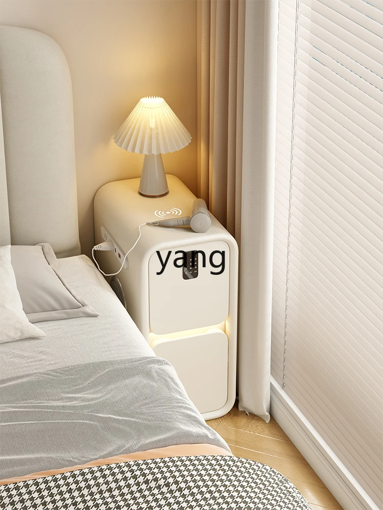 LH smart bedside table simple modern wireless charging fingerprint lock bedroom solid wood