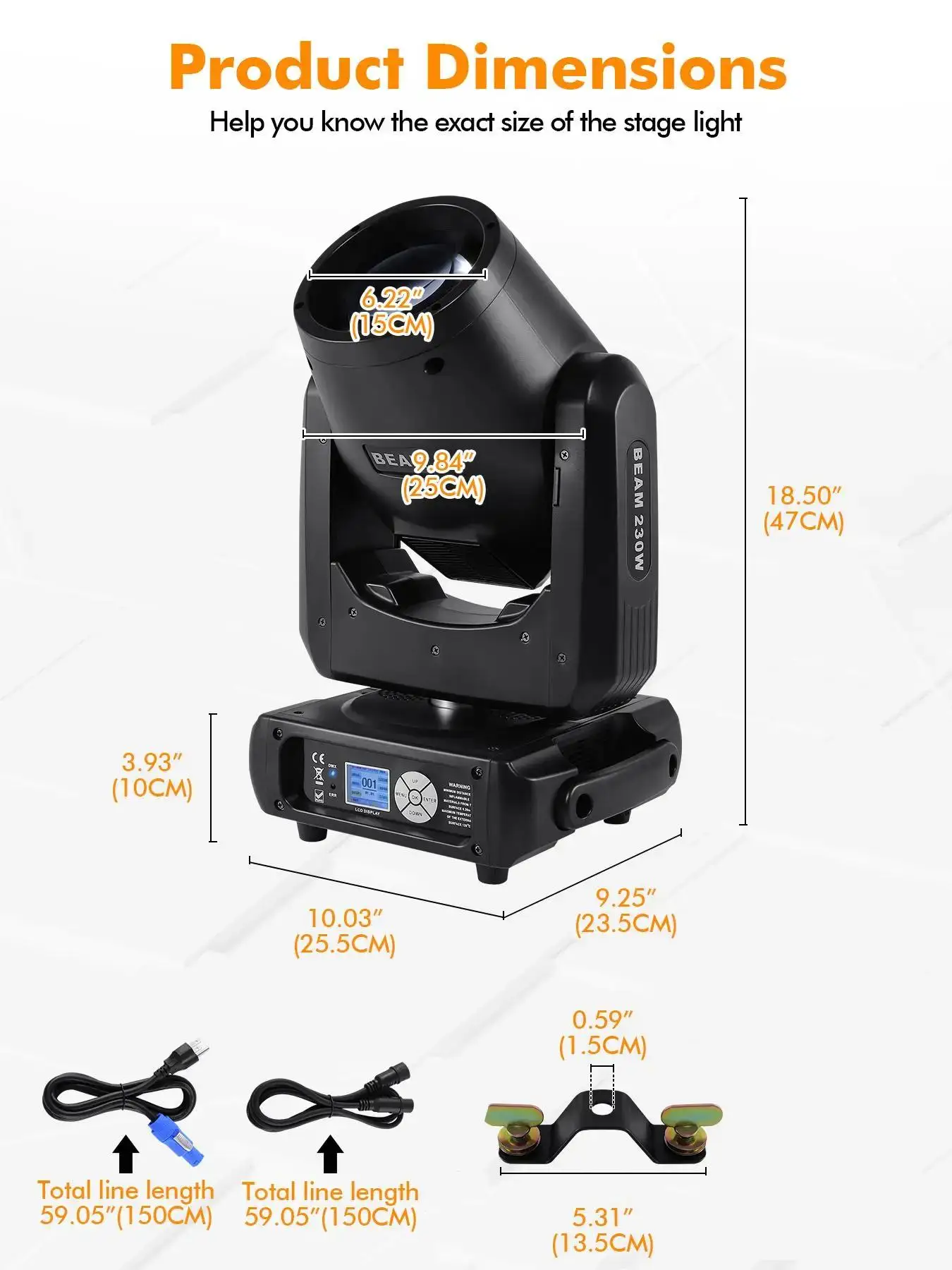 Ridgeyard 7R 230W Beam Moving Head Light DJ Lights DMX512 Beam Zoom 8 + 16 Prisms W / 14 Colori 14 Gobos Illuminazione palcoscenica per festa
