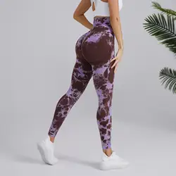 Tie-Dye Seamless Knit Slim Yoga Legging Women Gym Workout High Waist Sports Pant Pilates Fitness Elastic Butt Lifting Leggings