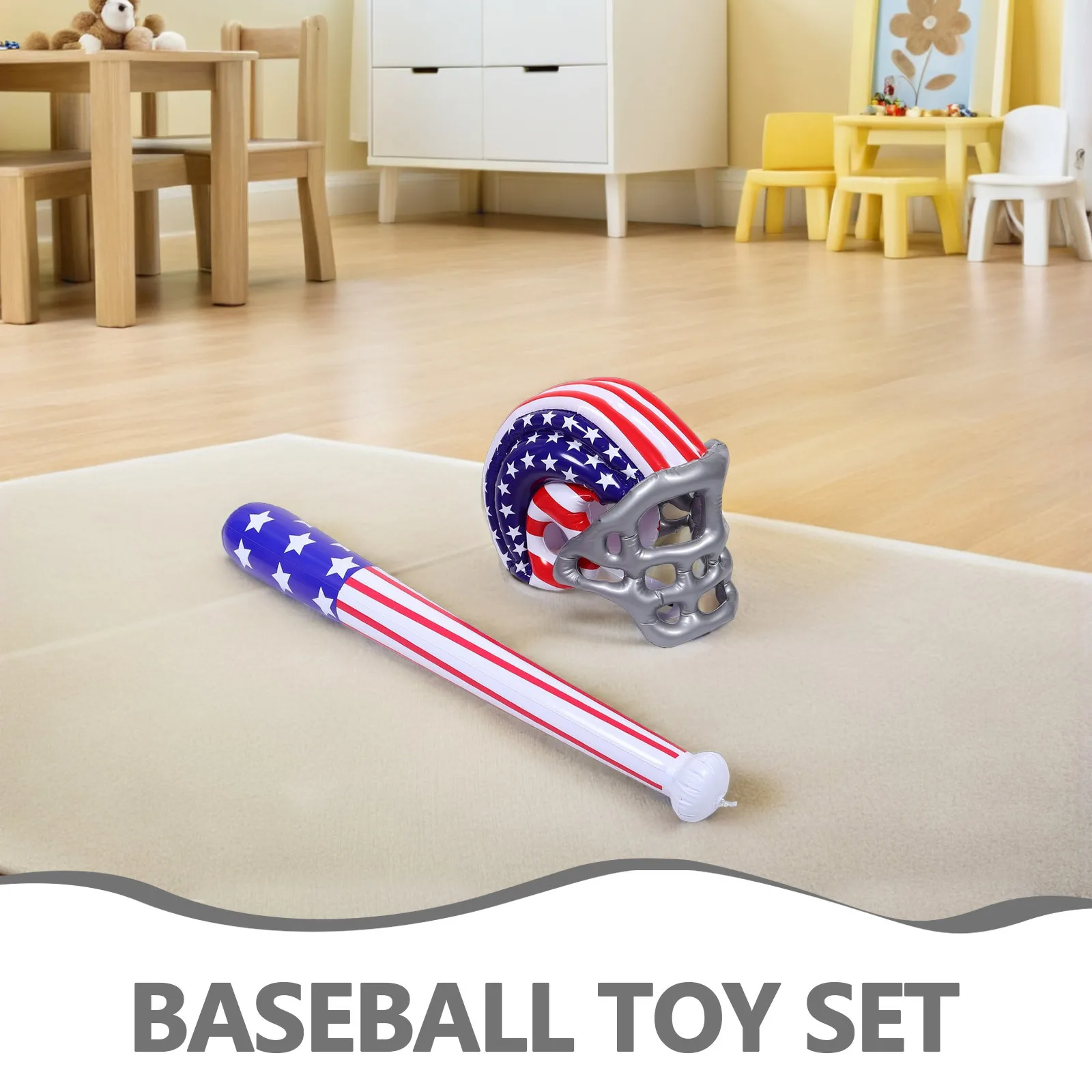 1 ensemble de cadeaux de fête de Baseball, batte de Baseball gonflable, motif de drapeau américain, doux et léger, thème sportif, cadeaux d'anniversaire, piscine