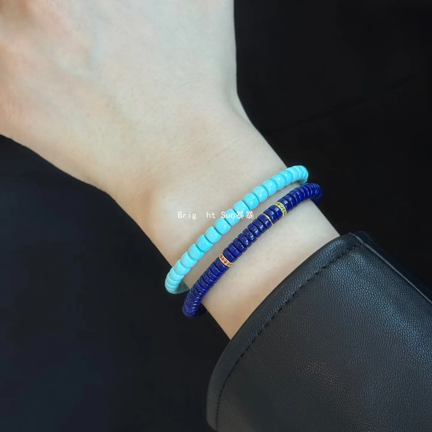 Natural Lapis Lazione Straight Cut Bracelet Single Circle Gift Original Design Gift Men and Women's Advanced Hand String Jewelry