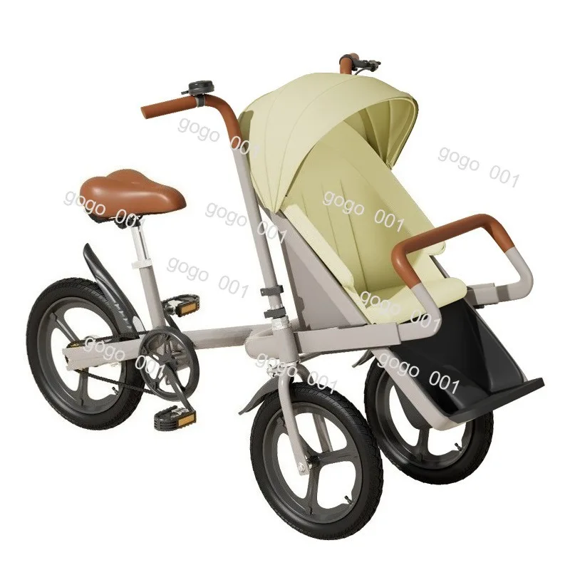 Kinder-Lastendreirad mit Sitz & Verdeck – Faltbares Fahrrad für den Kindertransport, Elternfahrrad mit Bremse