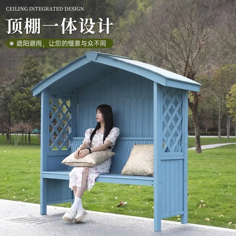 Outdoor preservative wood pavilion terrace wooden house seat leisure  villa courtyard layout garden solid wood