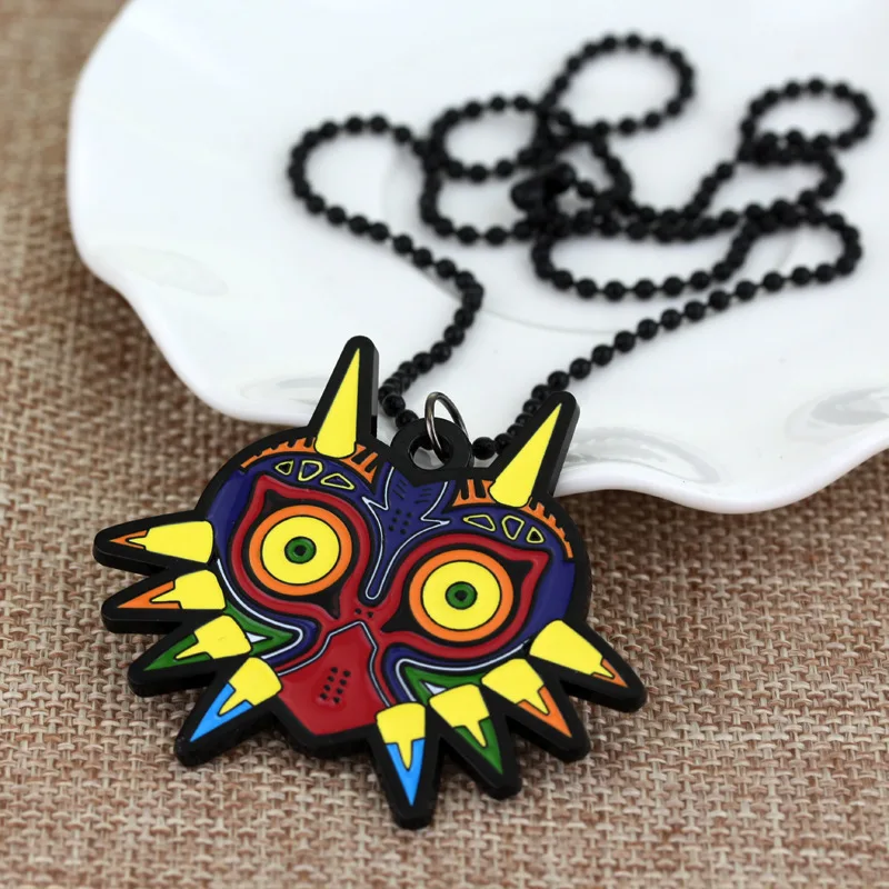 The Legend of Zeldas Enamel Pendant Fashion Necklace for Men Women Majora Mask Beaded Chain Cosplay Party Jewelry Kids Gifts