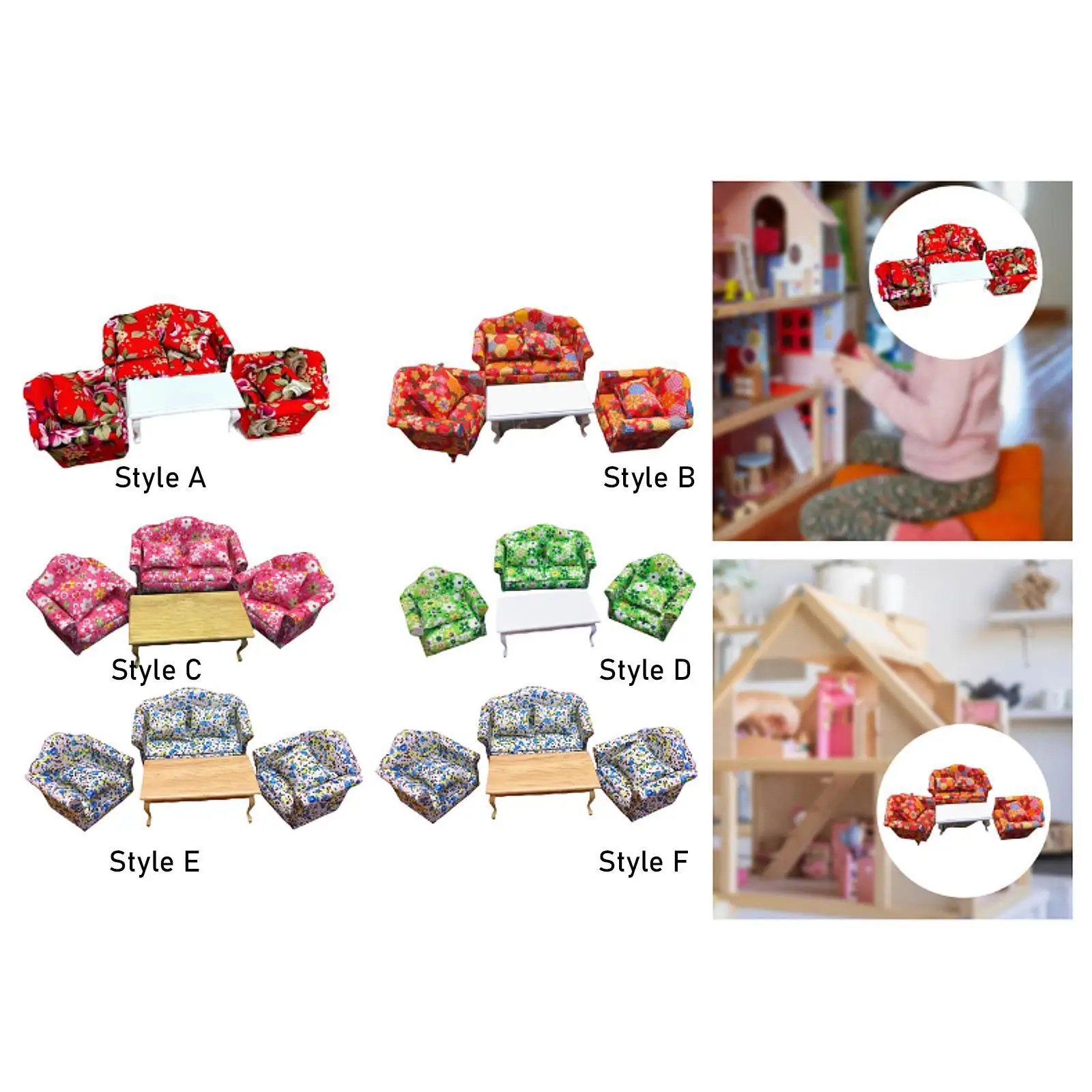 1/12 スケールドールハウスソファドールハウス装飾写真小道具 DIY 装飾ギフトリアルな