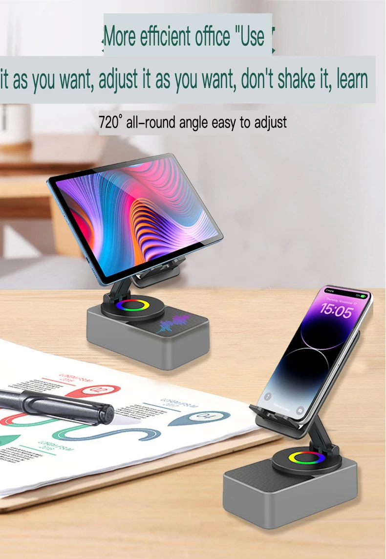 

Настольный блок питания для прямой трансляции, вращающийся на 360° подъемник «три в одном», держатель для телефона, ленивый Bluetooth-динамик