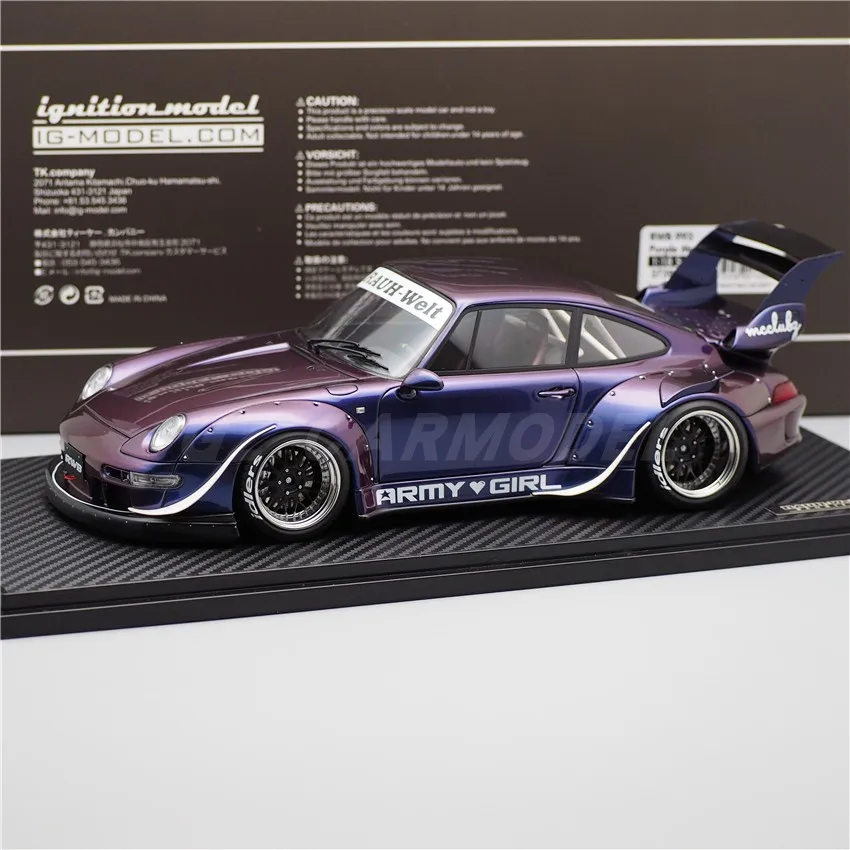 

IG 1:18 RWB 993 Purple Metallic IG3739 JDM Simulation Limited Edition Resin Metal Static Car Model Toy Gift