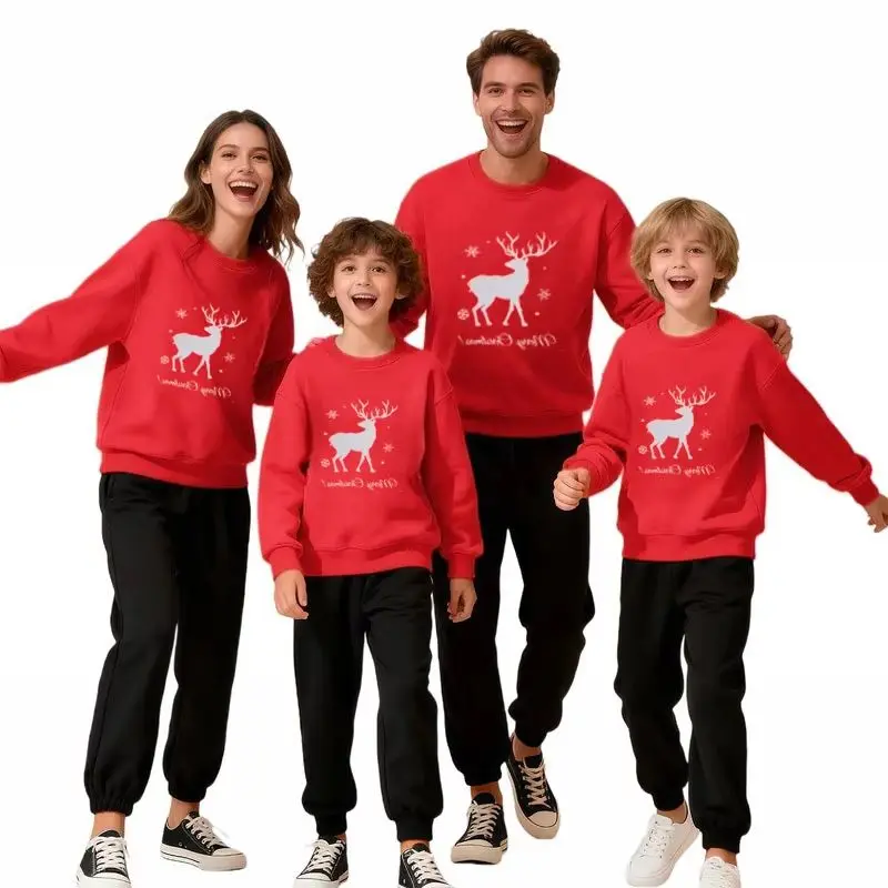 

Family Matching Christmas Sweatshirt Mickey Minnie Cotton Apparel Parent Child Couple Unisex Adult Kids Holiday Wear Christmas