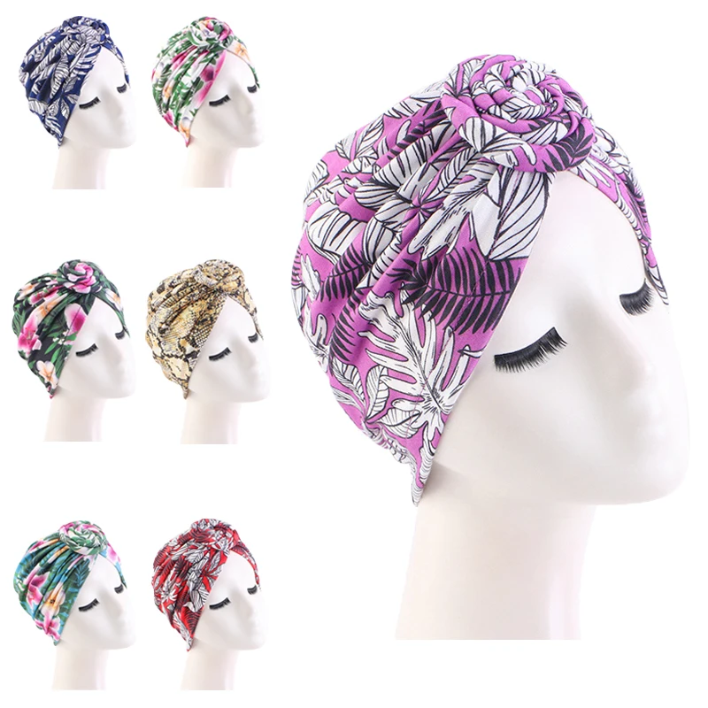 

Indian Arab Wrap Women Head Scarf Turban Caps Trendy Printed Hijab Bonnet Bohemian Ethnic Inner Hijabs for Cap Muslim Headdress