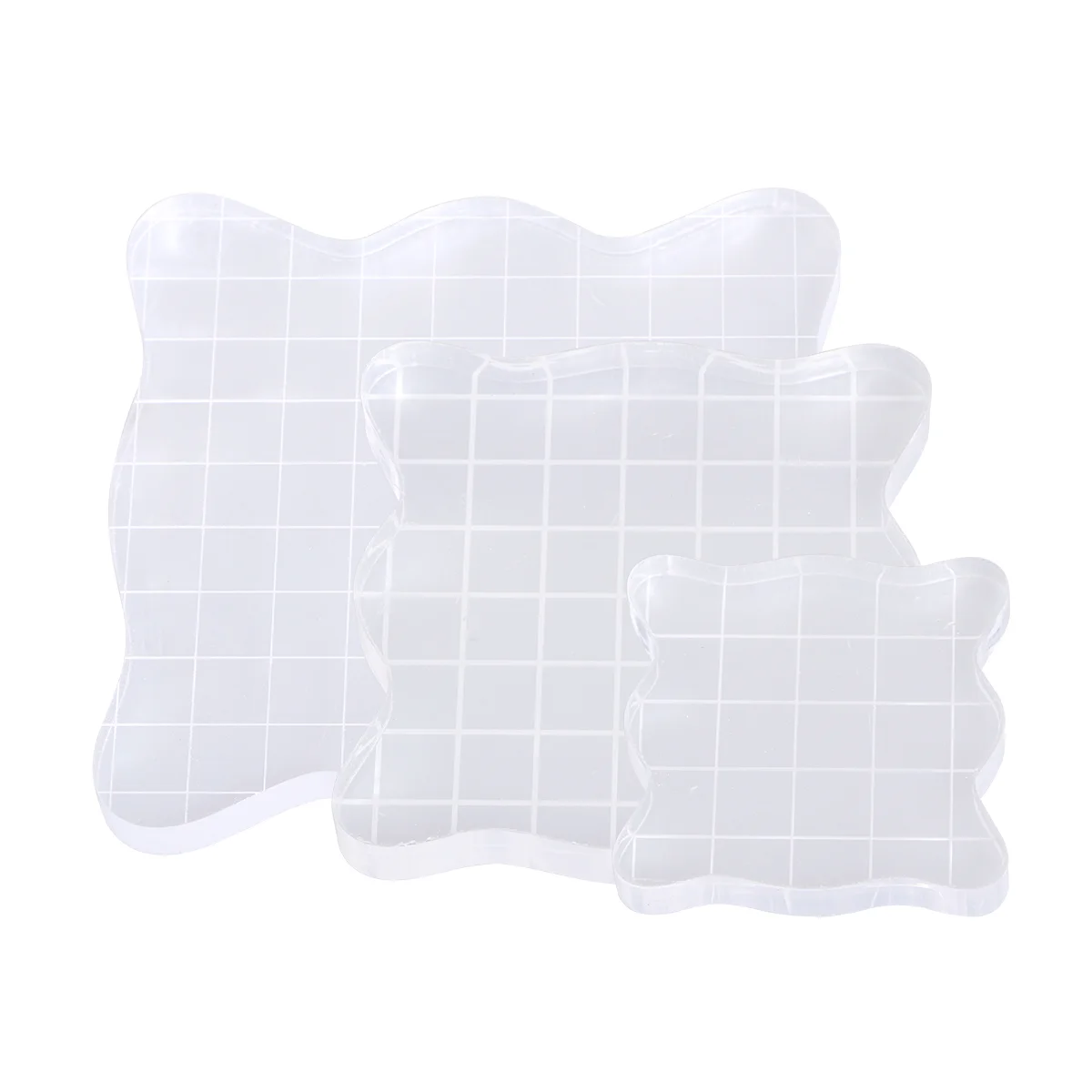 

3pcs Acrylic Clear Rubber Stamping Blocks Set with Grid Essential Stamping Tools for Scrapbooking Crafts Making