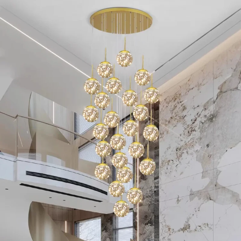 

Glass Ball Chandelier Minimalist Personality Irregular Lamp For Living Room Duplex Building Villa Hotel Home Decor Hall Light