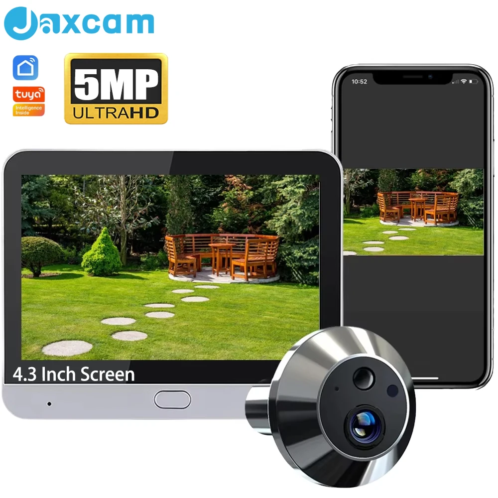 

Home Smart Tuay Wireless 2.4G Wifi Peephole Video Door Camera 5MP PIR One Way Audio Security Door Eye With Camera for Apartment