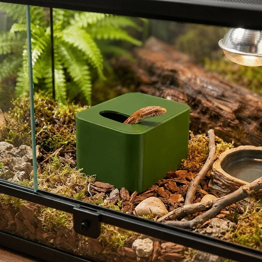 3D Printed Climbing Pet Peeling Wet Box Stable Plastic Moisture Retention Cave with Cover Humidifying Cave Reptile Use
