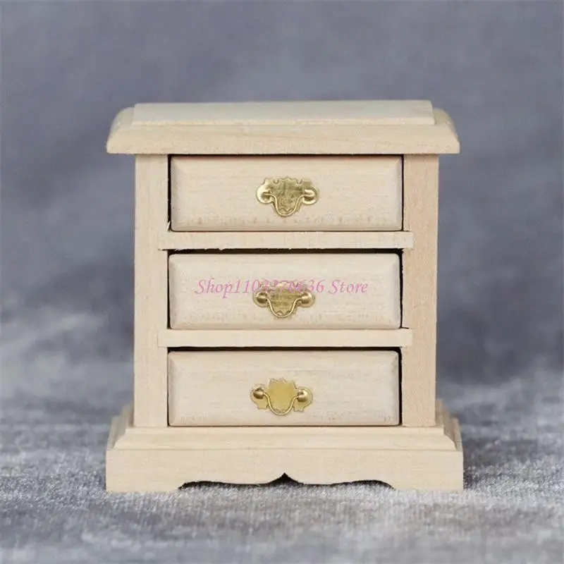 R6FD 1/12 بيوت الدمى خزانة جانبية مصنوعة يدويًا نموذج مصغر تصميم درج الأثاث