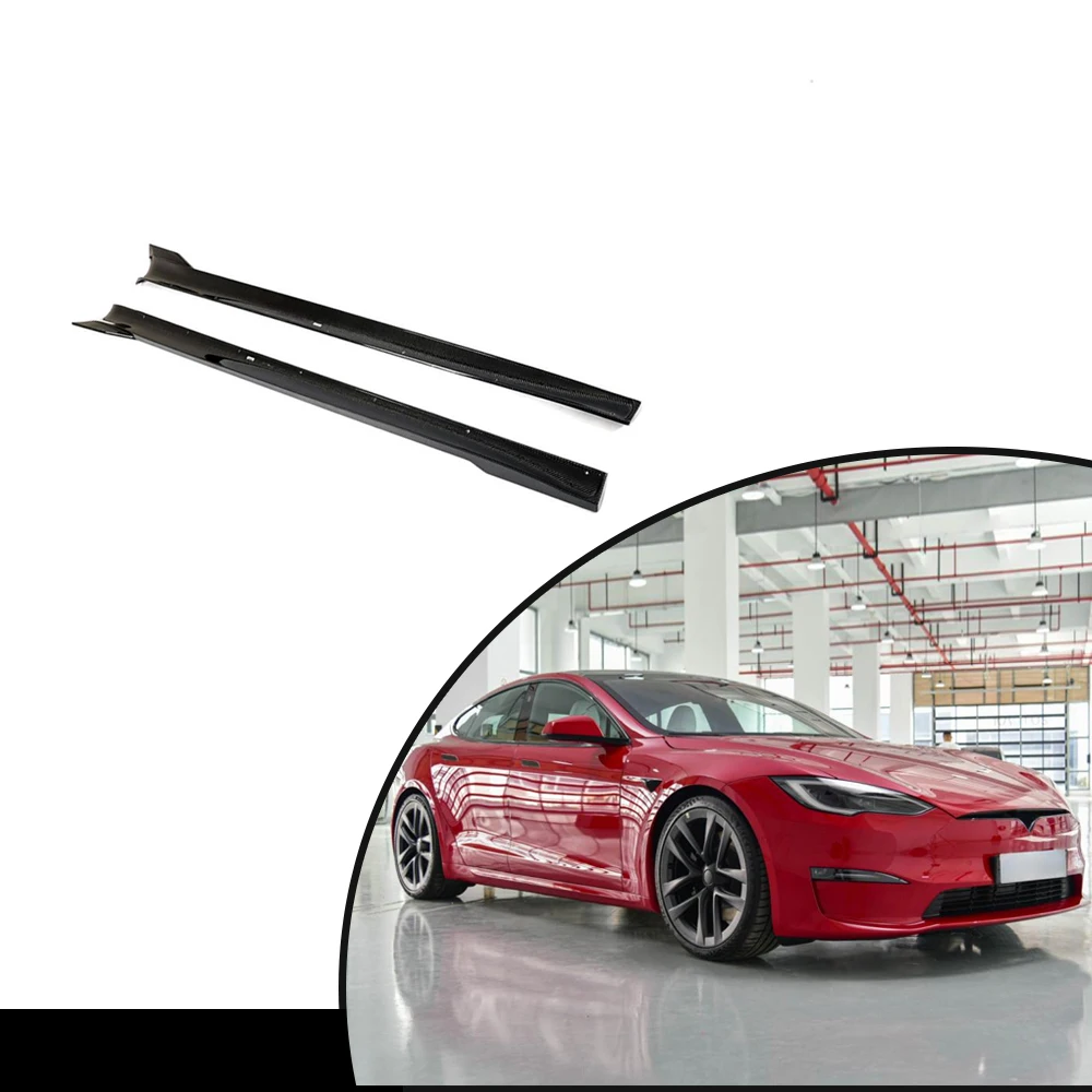 Product Customization CARBON FIBER Side Skirt Extension Lip forTesla Model S Plaid 2021-2023