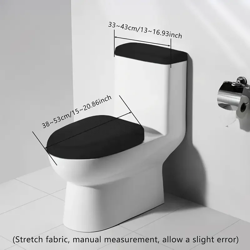 Jacquard Toilet Lid Cover and Toilet Tank Cover 2pcs/set Stretch Solid Color Toilet Covers for Home Hotel Bathroom Decor
