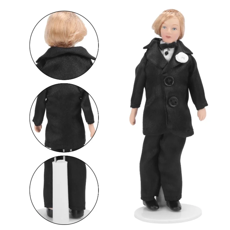 Maison de poupée marié Miniature porcelaine poupée marié 1/12 échelle maison de poupée accessoire de décoration