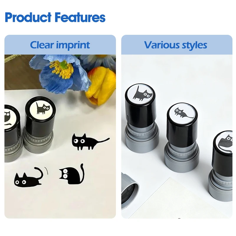 4 أنماط لطيف القط الأسود ختم DIY بها بنفسك سكرابوكينغ، التدريس الفصول الدراسية، هدية ملهمة للمعلم والديكور القرطاسية #5