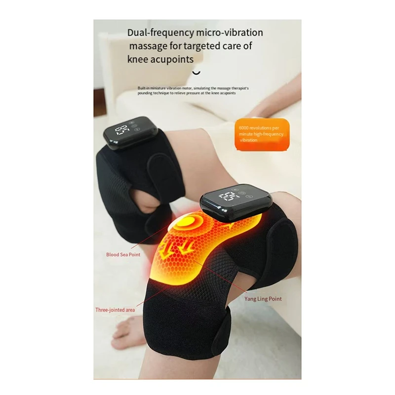 電気加熱パッドマッサージ器-振動膝-肩-肘ブレースラップマッサージ器-冬用膝マッサージ器