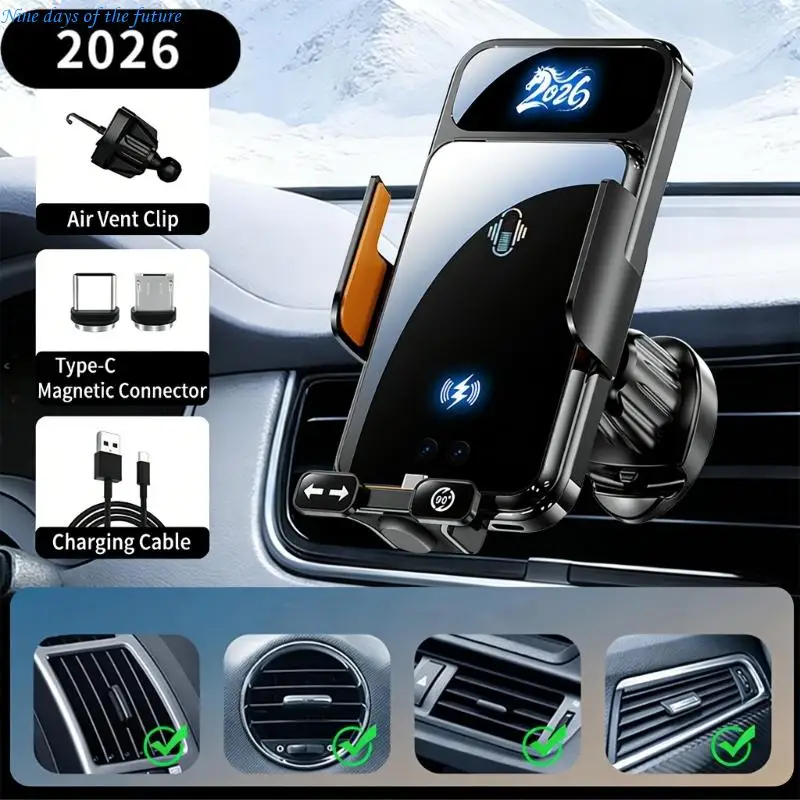 

Wireless Car Chargers,15W Fast Charging Phone Holder Car Mount Air Vent Phone Mount Auto Clamping Car Accessories Gift E65A