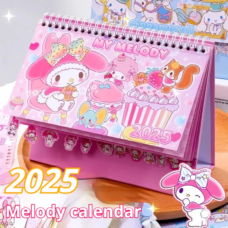 2025 Nuevo calendario Hello Kitty, Kuromi, Cinnamoroll Estudiante Decoración de escritorio Plan de aprendizaje Calendario de dibujos animados Calendario mensual