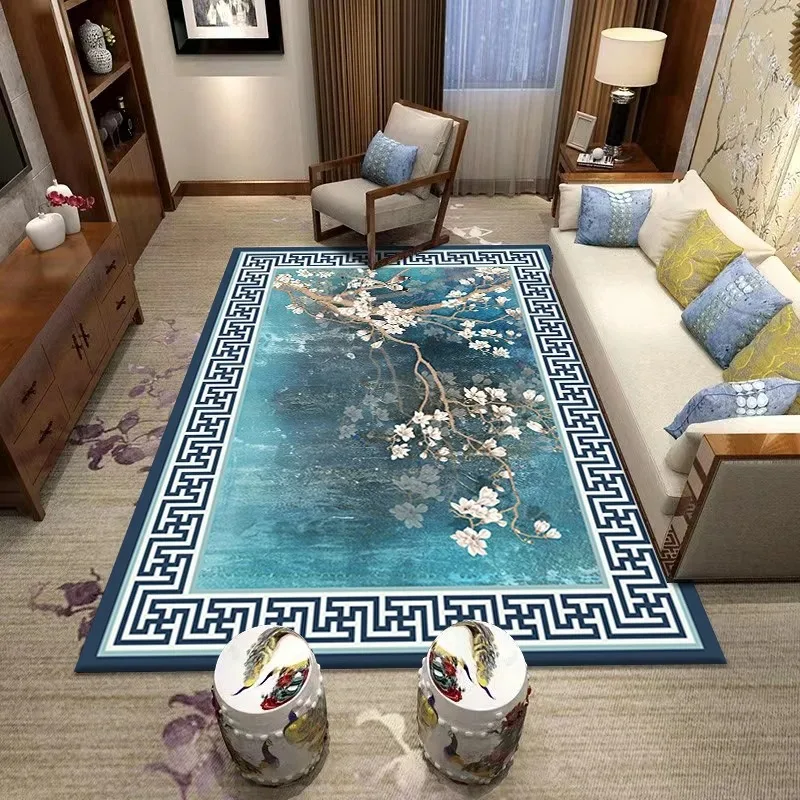 Large Size New Chinese Rug, Floral Bird and Creative Pattern Living Room Mat, Home Decor Carpet, Diverse Scene Floor Cover
