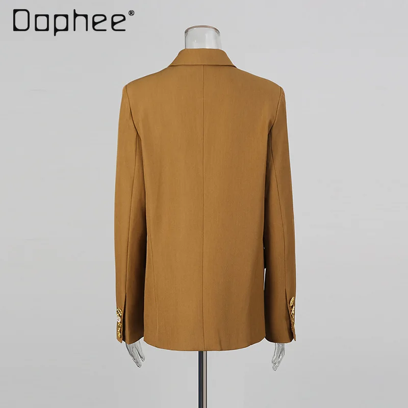 High-end Fashion Suit for Women Elegant Commuting Style Simple Slim Solid Color Versatile Single-breasted Cross-collar Blazer