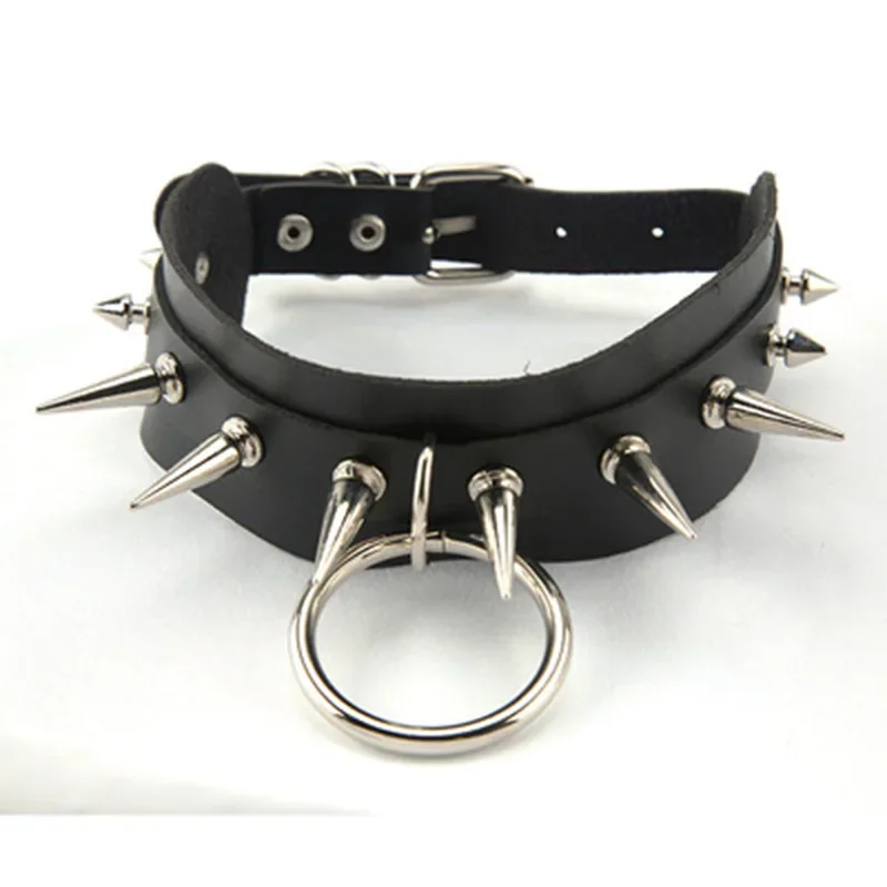 European and n fashion PU leather dark exaggerated collar rope chain adjustment collar loli necklace