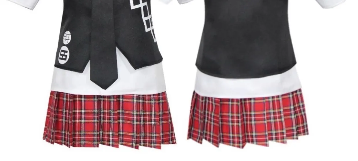 Anime-Spiel Danganronpa, Cosplay-Kostüm, Enoshima Junko Uniform, Café-Arbeitskleidung, kurzer Rock, Monokuma-Kopfbedeckung – Detail 3
