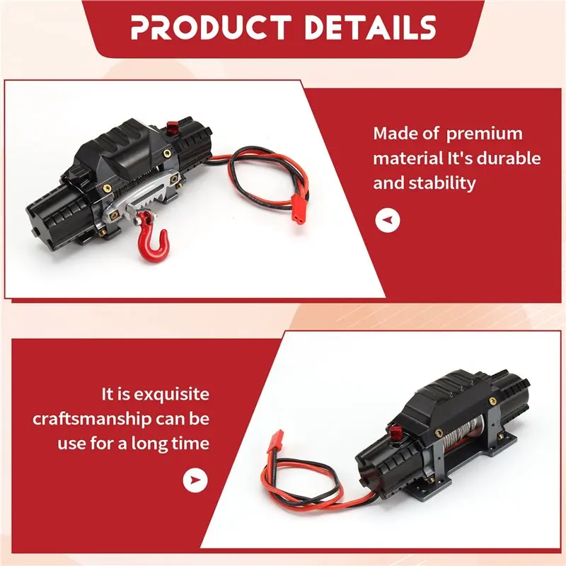 ABAH-RC para coche trepador a escala 1/10 SCX10 TRX4 Compatible con RC Metal automático doble Motor cabrestante simulado con Control remoto