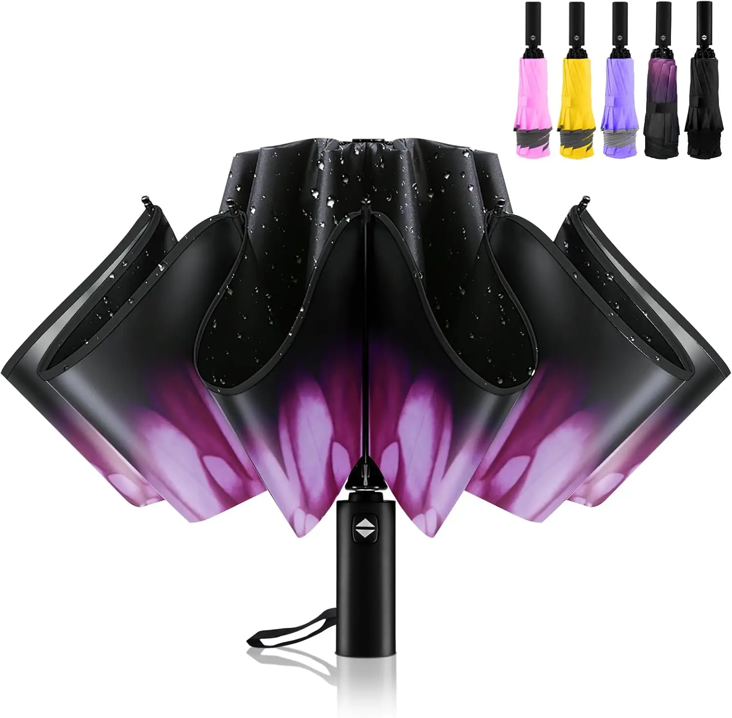 

Trave Inverted Umbrella, Reverse Compact Umbrellas for Rain, Portable Large Folding Sun UV Automatic Upside Down Umbrella for Ca