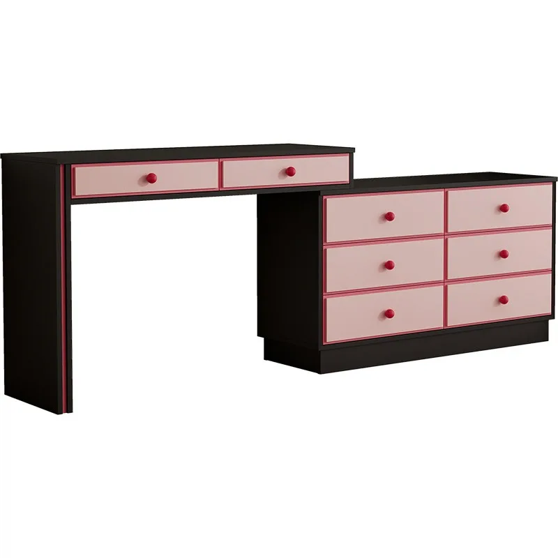 Sweet and cool dresser chest integrated modern contrasting color dopamine telescopic