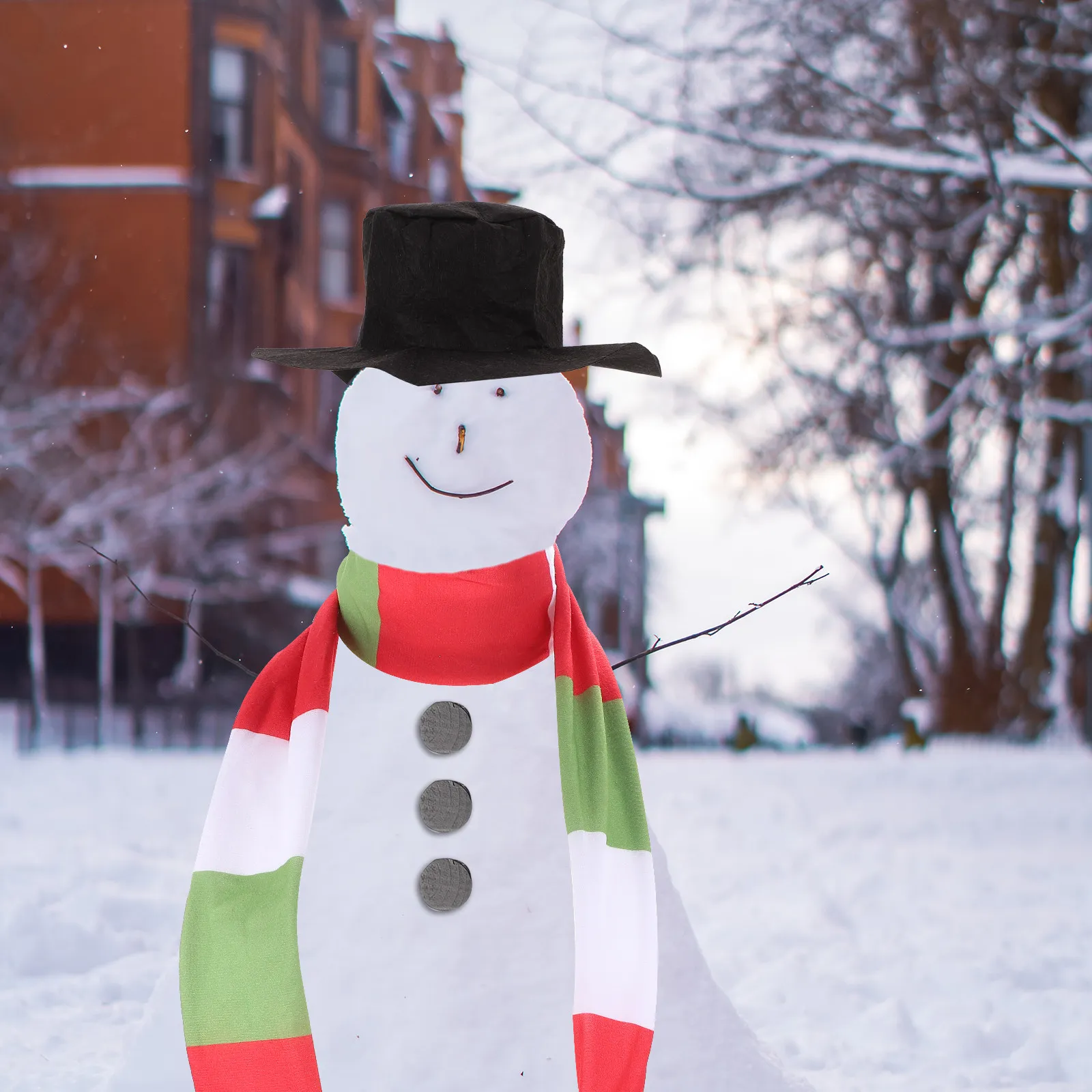 1Set Eco Friendly Felt Wood Snowman Decorating Kit Christmas DIY Ornament Set Family Craft Activity Reusable Winter Snowman