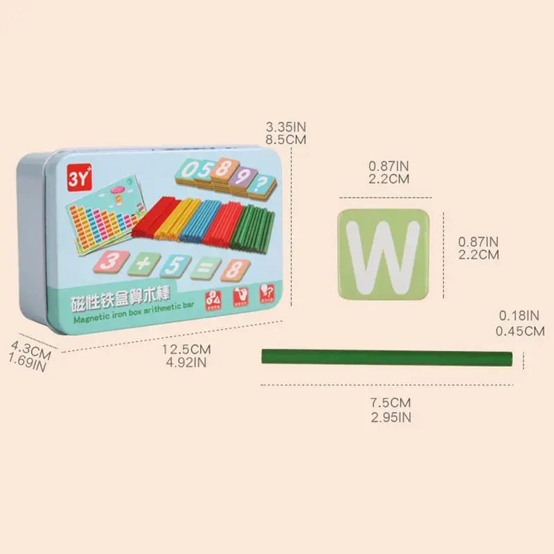 Mathe-Manipulative Zahlenzählspiele, magnetische Berechnung, Mathe-Lernspielzeug, Zahlenkarten und Zählstäbe zum Lernen