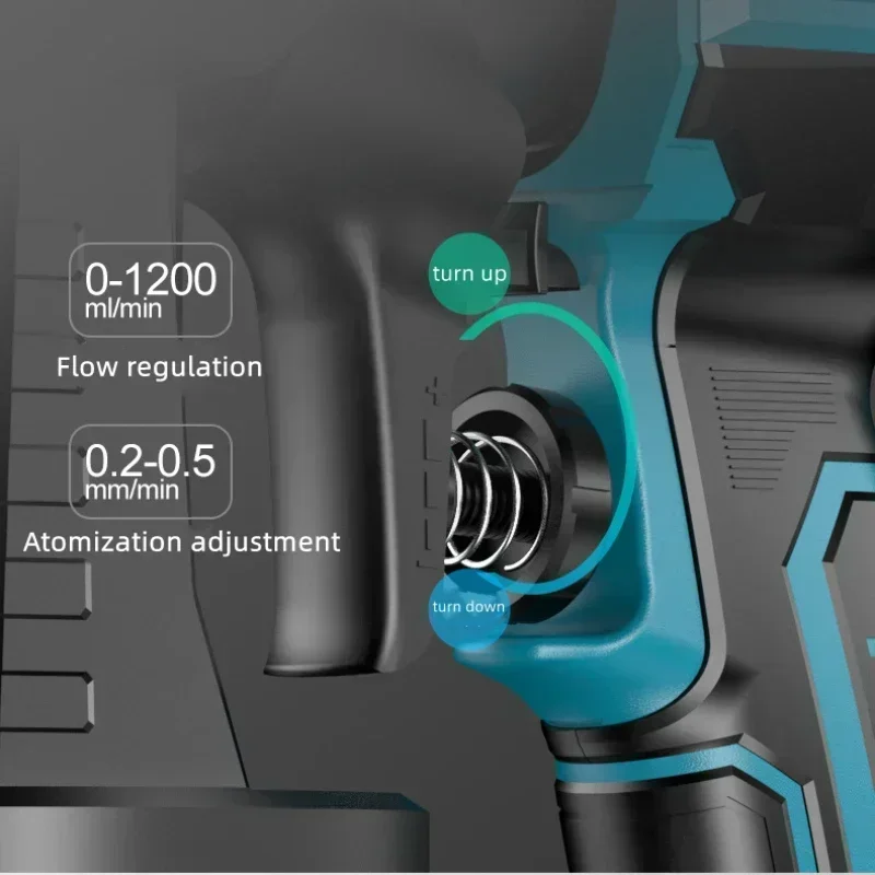 Imagem -04 - Pistola Elétrica sem Fio para Bateria Makita Pulverizador de Tinta Móveis Automotivas Aerógrafo de Aço Bicos 1000ml 48v