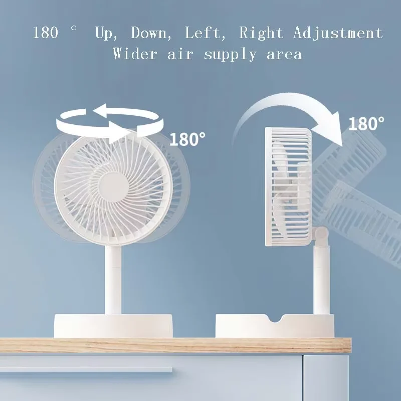 Wentylator składany i teleskopowy, przenośne ładowanie przez USB, długi czas pracy baterii, cichy mały wentylator elektryczny
